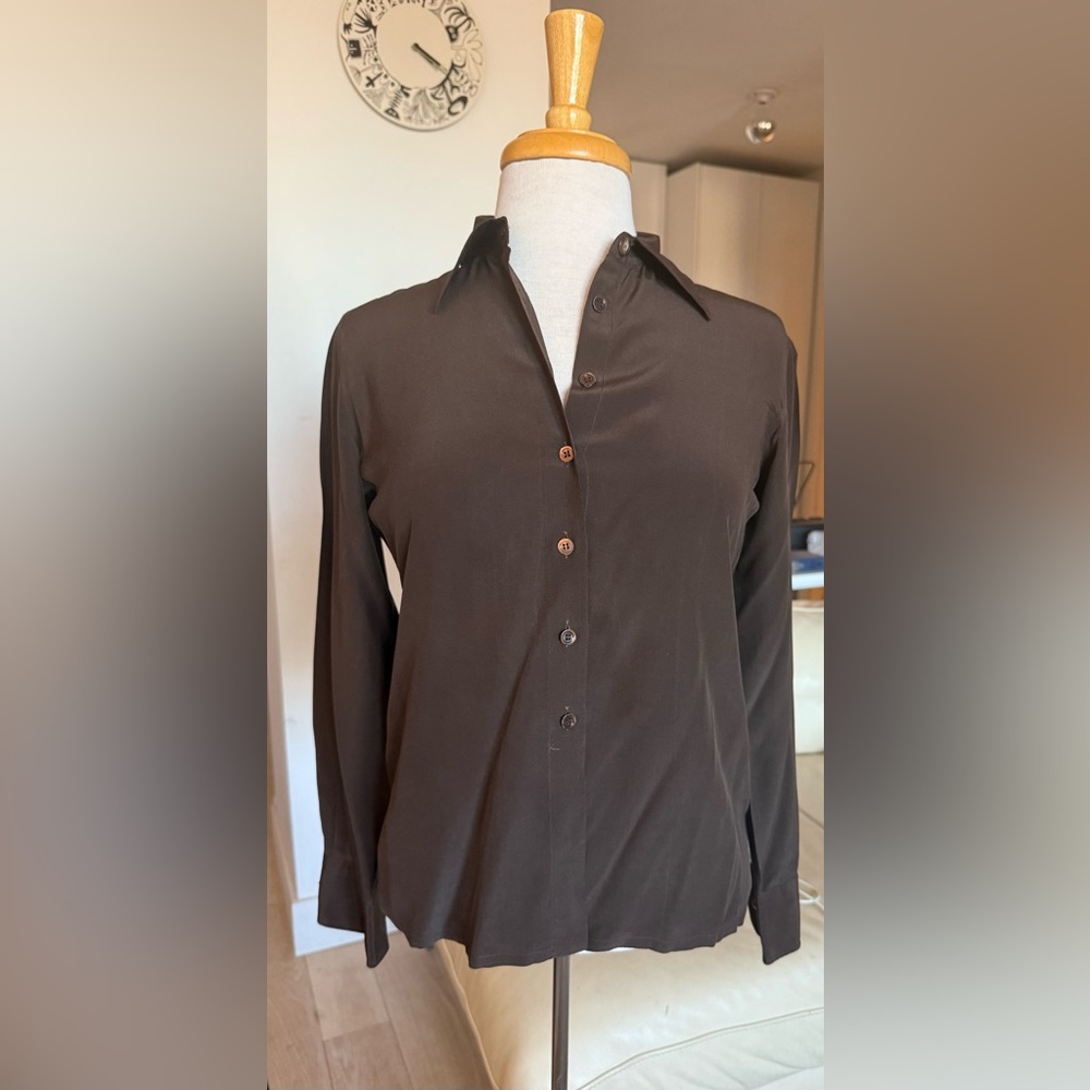 Chocolate Brown Vintage Italian Pancaldi & B silk blouse
